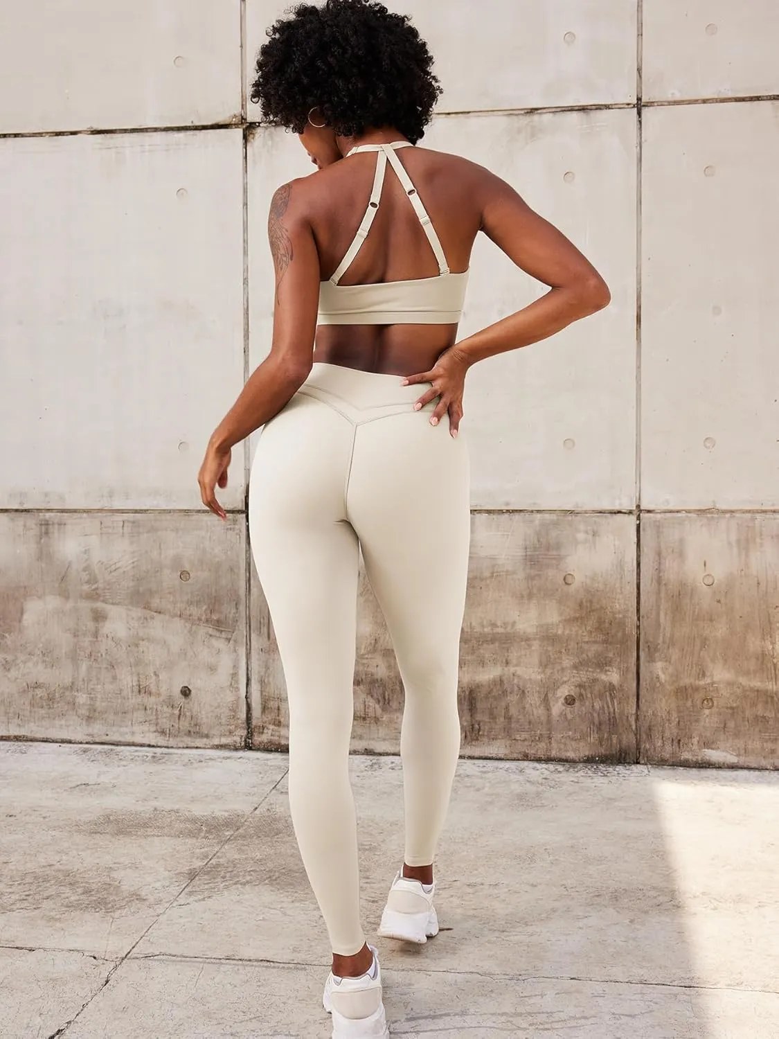 YEOREO Cross Waist Butt Lifting Workout Leggings for Women Hidden Scrunch Yoga Pants Crossover Tummy Control Leggings