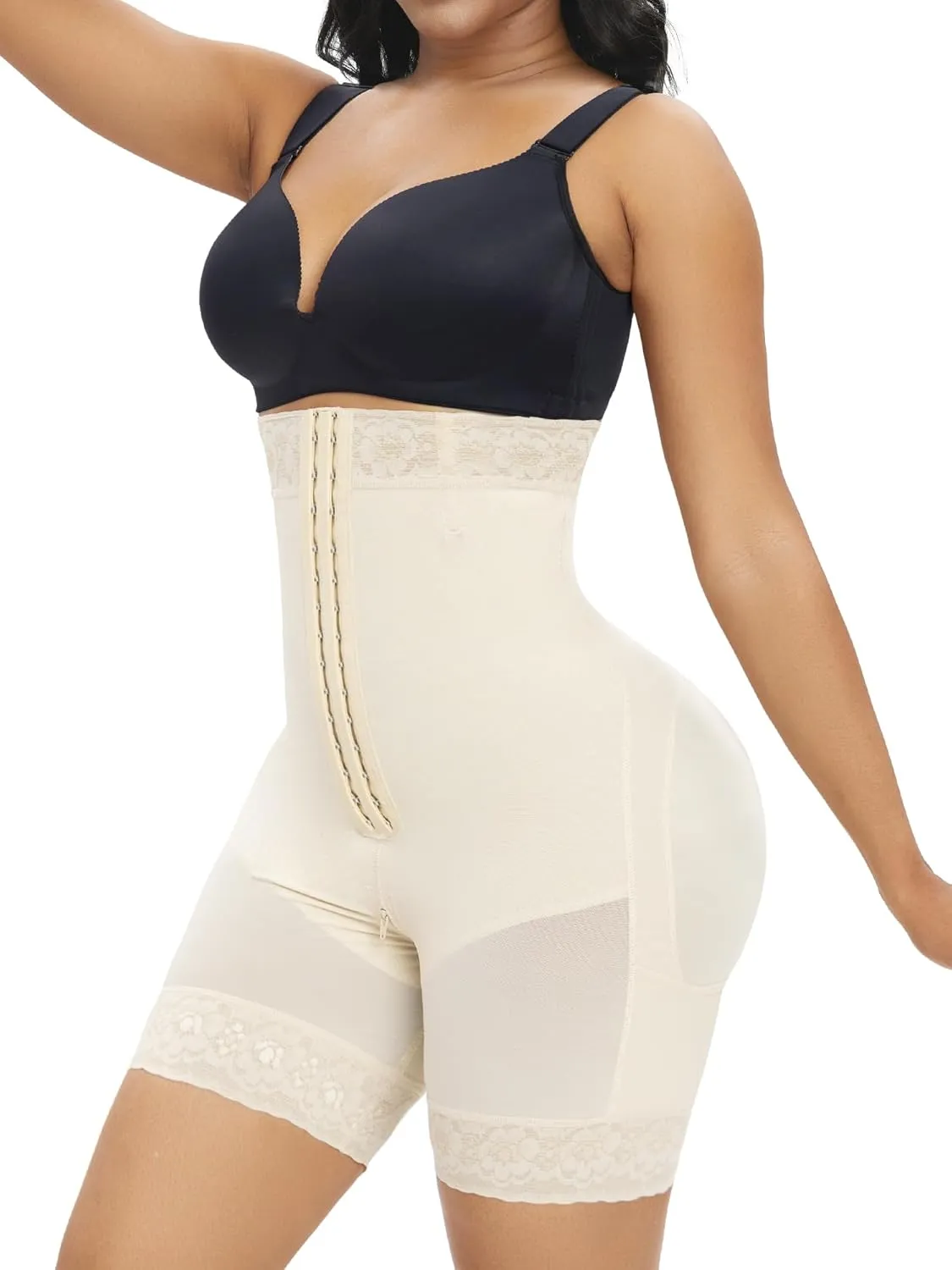YIANNA Tummy Control Shapewear for Women Strapless Fajas Colombianas Body Shaper Shorts Butt Lifter with Zipper Crotch