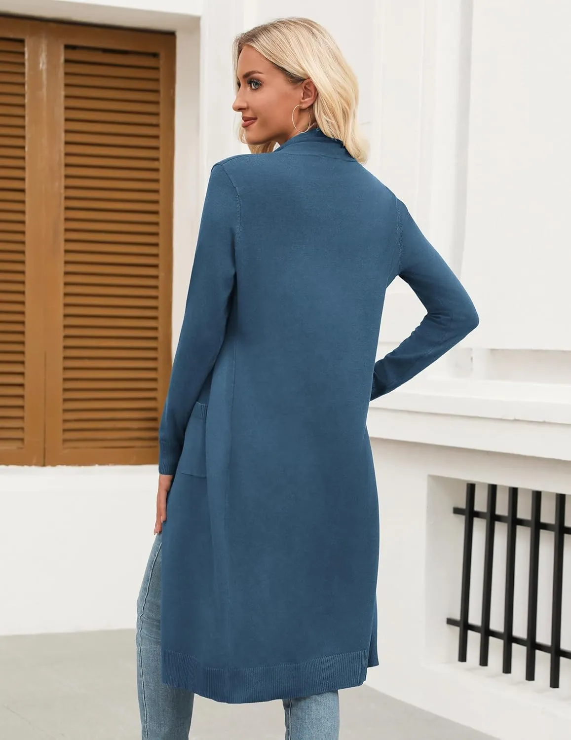 Zeagoo Women's Long Cardigan Sweaters Lightweight Sweater Long Sleeve Open Front Casual Knit Duster Cardigans with Pocket