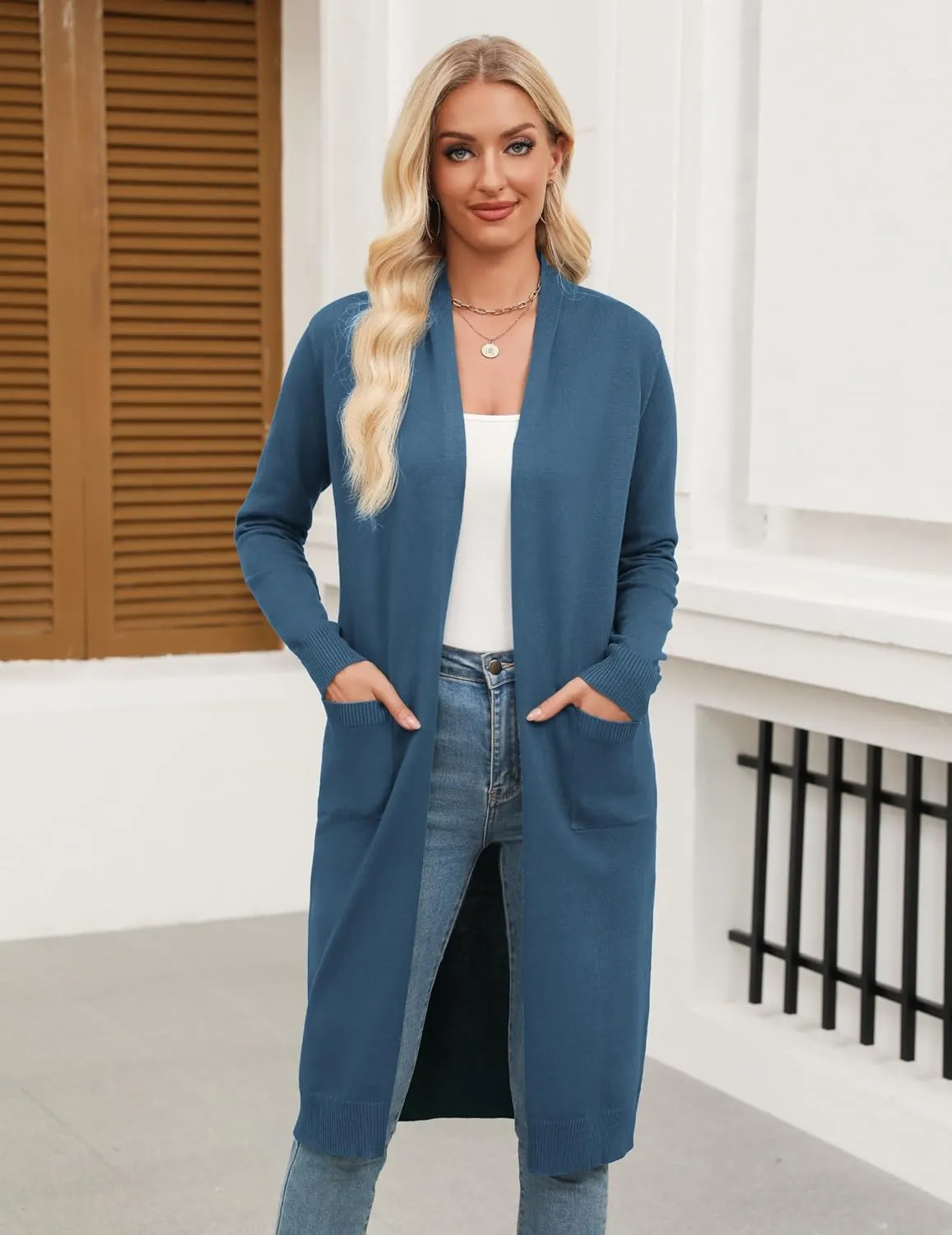 Zeagoo Women's Long Cardigan Sweaters Lightweight Sweater Long Sleeve Open Front Casual Knit Duster Cardigans with Pocket