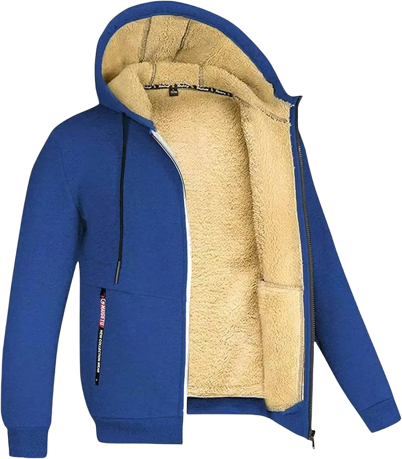 ZWRXW Hoodies for Men Full Zip Heavyweight Fleece Sherpa Lined Sweatshirt Winter Warm Jacket Casual Work Coat with Pocket